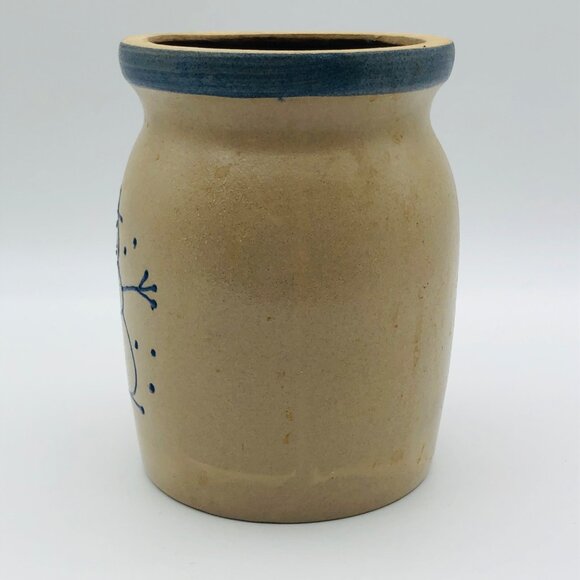 Vintage BBP Crock with Snowman 5.5" Tall Country Farmhouse Blue - Picture 4 of 8